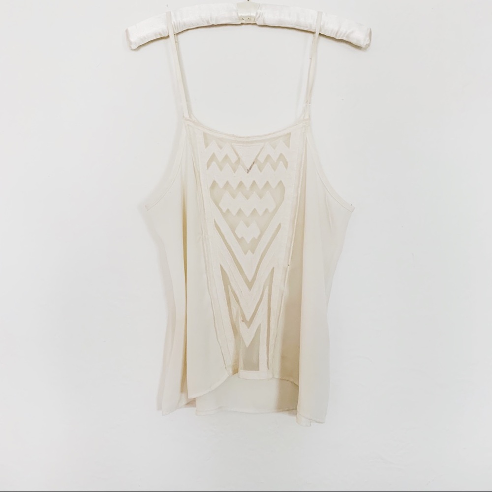 Anthropologie Sheer Front Chevron Pattern Tank Top